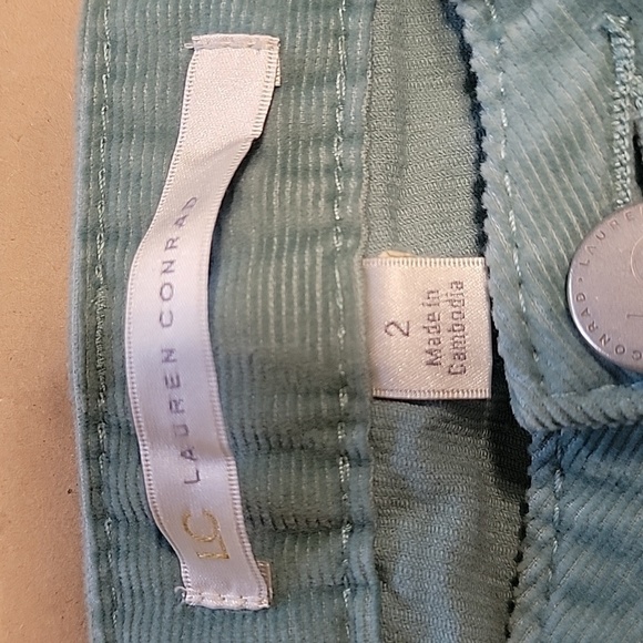 LC Lauren Conrad, Size 2 Minty-Sage Green Corduroy Pants, Used Condition - Picture 3 of 13